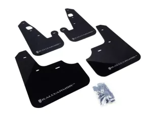 Rally Armor UR Rally Mud Flap Set Black w/Silver Logo Mitsubishi Lancer 07-17
