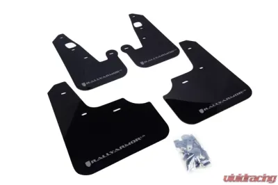 Rally Armor UR Rally Mud Flap Set Black w/Silver Logo Mitsubishi Lancer 07-17 - MF8-UR-BLK/SIL