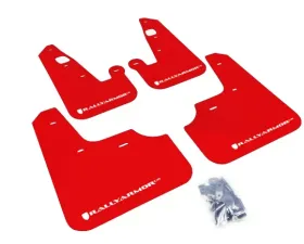Rally Armor UR Rally Mud Flap Set Red w/White Logo Mitsubishi Lancer 07-17