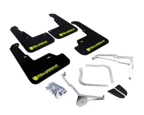 Rally Armor Black Mud Flap With Green Logo and Altered Font Subaru WRX|STI 2015-2021