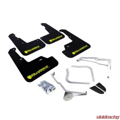 Rally Armor Black Mud Flap With Green Logo and Altered Font Subaru WRX|STI 2015-2021 - MF32-UR-BLK/CGN-X