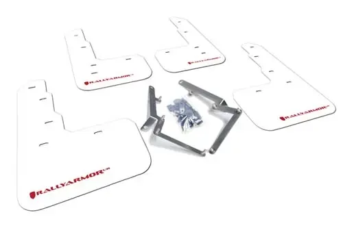 Rally Armor Rally Mud Flap Set White With Red Logo Honda Civic Type R 2017-2021 - MF47-UR-WH/RD