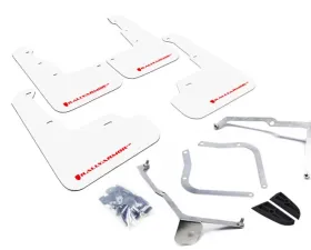 Rally Armor 2015-2021 Subaru WRX/STI (Sedan Only) White UR Mud Flap w/ Red Logo