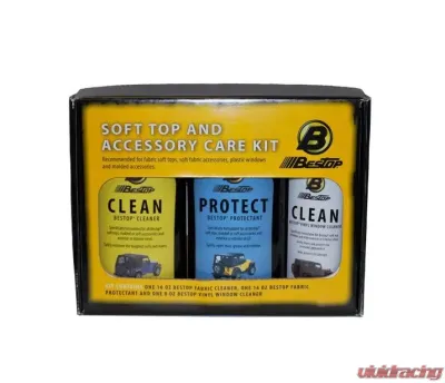 Bestop Fabric Care Kit - Cleaner, Protectant, Vinyl Window Cleaner All Together In One Kit Boxed - 11215-00