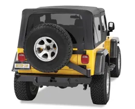 Bestop Satin Black HighRock 4x4 Rear Bumper w/ Tire Carrier Jeep Wrangler 1997-2006