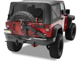 Bestop Satin Black HighRock 4x4 Rear Bumper w/ Tire Carrier Jeep Wrangler 2007-2018