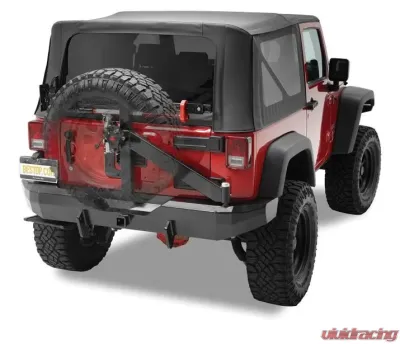 Bestop Satin Black HighRock 4x4 Rear Bumper w/ Tire Carrier Jeep Wrangler 2007-2018 - 42934-01