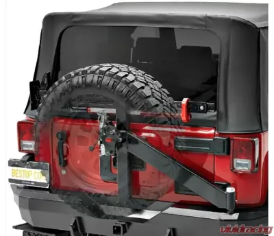 Bestop Matte Black HighRock 4x4 Rear Bumper w/ Tire Carrier Jeep Wrangler 2007-2018 - 44934-01