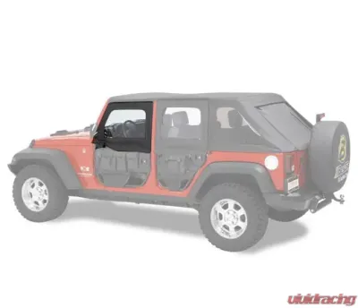 Bestop Black Twill Upper Fabric Half Doors for Jeep Wrangler 2007-2018 - 51805-17