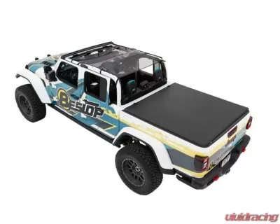 Bestop Sun Extended Safari Style Bikini Top for Jeep Gladiator 2020-2021, Mesh or Solid Black Diamond - 52413-11