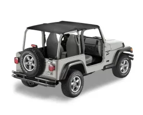 Bestop Black Denim Header Extended Safari Style Bikini Top Jeep Wrangler 1997-2002