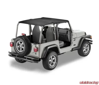 Bestop Black Denim Header Extended Safari Style Bikini Top Jeep Wrangler 1997-2002 - 52531-15