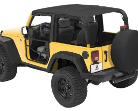 Bestop Black Diamond Header Extended Safari Style Bikini Top Jeep Wrangler 4-Door 2007-2009