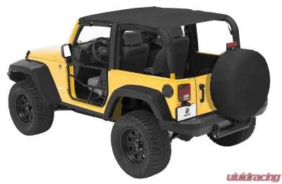 Bestop Black Diamond Header Extended Safari Style Bikini Top Jeep Wrangler 4-Door 2007-2009 - 52581-35