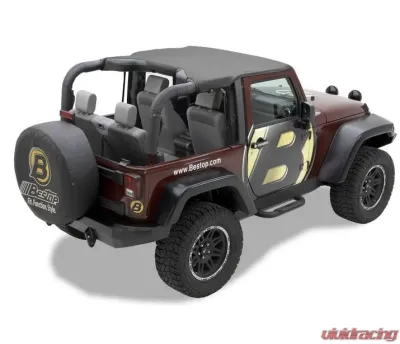 Bestop Black Diamond Header Standard Targa Style Bikini Top Jeep Wrangler 2-Door 2010-2018 - 52586-35