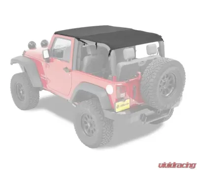 Bestop Black Diamond Header Extended Safari Style Bikini Top Jeep Wrangler 2-Door 2010-2018 - 52593-35