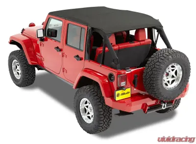 Bestop Black Diamond Header Extended Safari Style Bikini Top Jeep Wrangler 4Door 2010-2018 - 52594-35