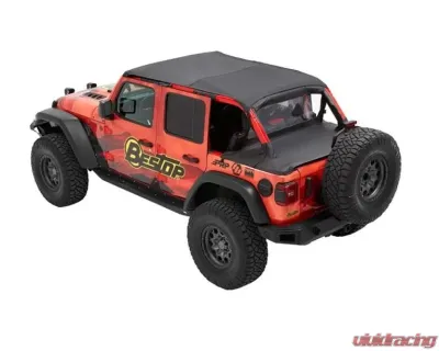 Bestop Black Diamond Header Extended Safari Style Bikini Top Wrangler JL 4-Door 2018-2021 - 52610-35