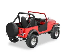 Bestop Black Crush Lower Fabric Half Doors w/ Post Style Strikers Jeep CJ-7 | Wrangler 1980-1995