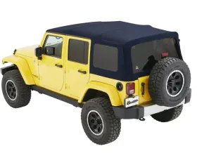 Bestop Navy Blue Twill Supertop Soft Top Jeep Wrangler 4-Door 2007-2018