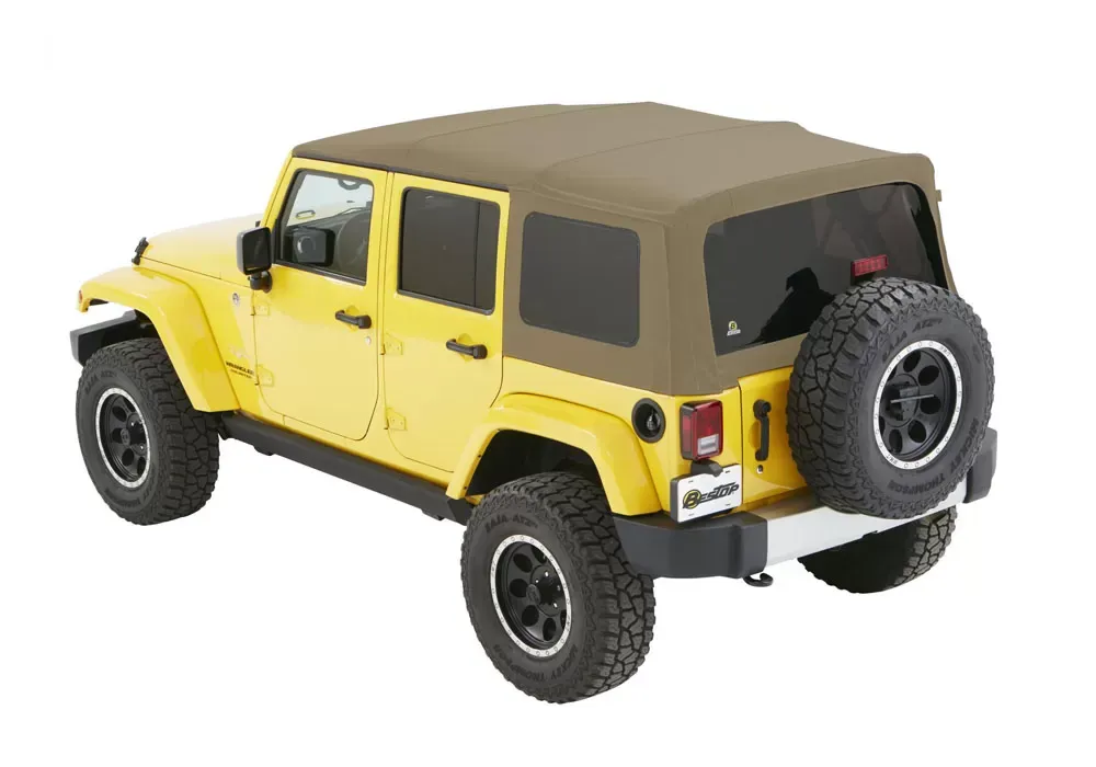 Bestop Pebble Beige Twill Supertop Soft Top Jeep Wrangler 4-Door 2007-2018 - 54823-74