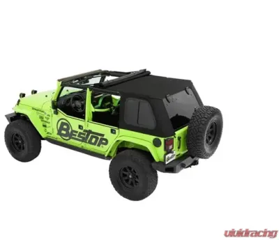 Bestop Black Twill Trektop Pro Hybrid Soft Top Jeep Wrangler 4-Door 2007-2018 - 54863-17