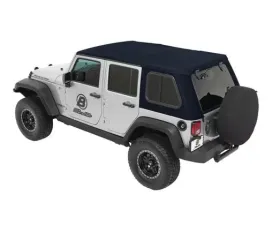 Bestop Navy Blue Twill Trektop Pro Hybrid Soft Top Jeep Wrangler 4-Door 2007-2018