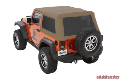 Bestop Oak Tan Twill Trektop Glide Soft Top Jeep Wrangler 2-Door 2007-2018 - 54922-71