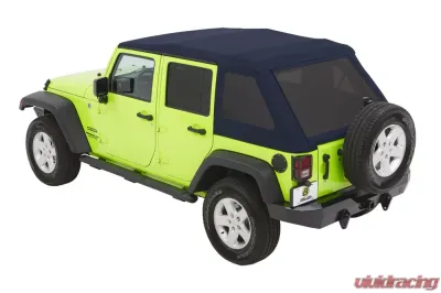Bestop Navy Blue Twill Trektop Glide Soft Top Jeep Wrangler 4-Door 2007-2018 - 54923-69