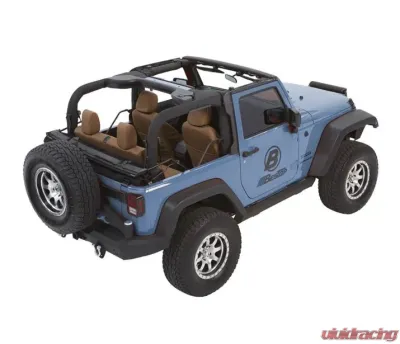 Bestop Trektop Glide Slantback Soft Top Black Twill for Jeep Wrangler JK 2007-2018 - 54422-17