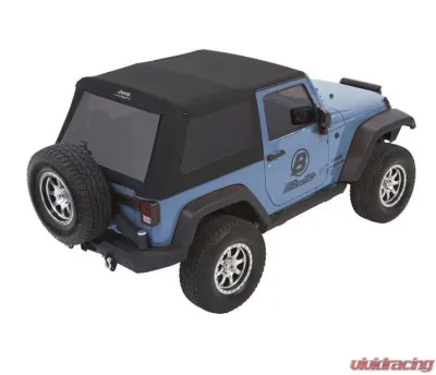 Bestop Trektop Glide Slantback Soft Top Black Diamond for 2007-2018 Jeep Wrangler JK 2-Door - 54422-35