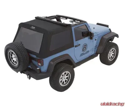 Bestop Trektop Glide Slantback Soft Top Black Diamond for 2007-2018 Jeep Wrangler JK 2-Door - 54422-35