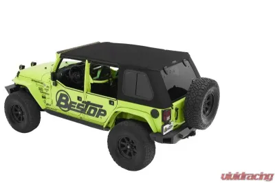 Bestop Trektop Pro Hybrid Slantback Soft Top for Jeep Wrangler JK 4-Door 2007-2018 Black Twill - 54463-17