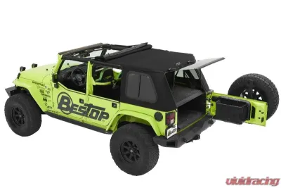 Bestop Trektop Pro Hybrid Slantback Soft Top for Jeep Wrangler JK 4-Door 2007-2018 Black Twill - 54463-17