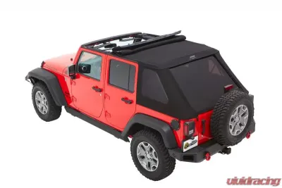 Bestop Trektop Slantback Soft Top Black Twill for Jeep Wrangler JK 4-Door 2007-2018 - 56453-17