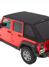 Bestop Trektop Slantback Soft Top for 2007-2018 Jeep Wrangler JK 4-Door, Black Diamond                                     - 56453-35 - Image 4