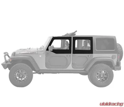 Bestop Black Twill Rear Upper Fabric Half Doors Jeep Wrangler 4-Door 2007-2018 - 51733-17