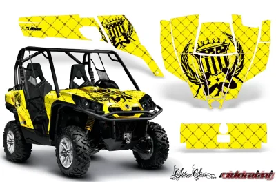 AMR Racing UTV Graphics Kit SXS Decal Sticker Wrap Can-Am Commander 800 1000 RELOADED BLACK YELLOW - CAM-COMM-800-1000-SSR K Y