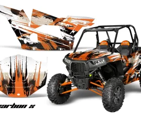 AMR Racing  Full Custom UTV Graphics Decal Kit Wrap Carbonx Orange Polaris RZR 1000 13-18