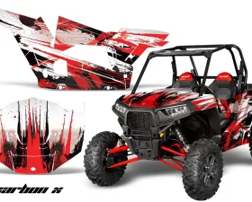 AMR Racing  Full Custom UTV Graphics Decal Kit Wrap Carbonx Red Polaris RZR 1000 13-18