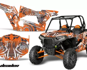 AMR Racing  Full Custom UTV Graphics Decal Kit Wrap Deaden Orange Polaris RZR 1000 13-18