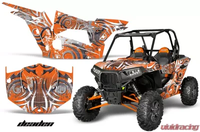 AMR Racing  Full Custom UTV Graphics Decal Kit Wrap Deaden Orange Polaris RZR 1000 13-18 - POL-RZR1000-2DR-13-18-DN O