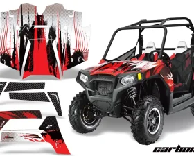 AMR Racing  Full Custom UTV Graphics Decal Kit Wrap Carbonx Red Polaris RZR 800 11-14