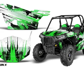 AMR Racing  Full Custom UTV Graphics Decal Kit Wrap Carbonx Green Polaris RZR S 900 15-16