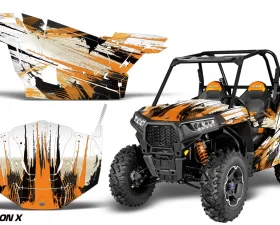 AMR Racing  Full Custom UTV Graphics Decal Kit Wrap Carbonx Orange Polaris RZR S 900 15-16