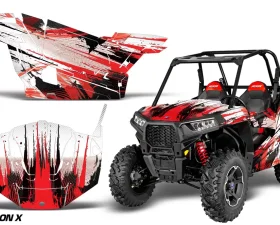 AMR Racing  Full Custom UTV Graphics Decal Kit Wrap Carbonx Red Polaris RZR S 900 15-16