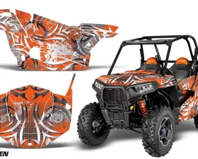 AMR Racing  Full Custom UTV Graphics Decal Kit Wrap Deaden Orange Polaris RZR S 900 15-16