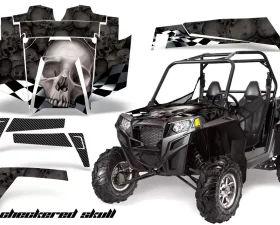 AMR Racing  Full Custom UTV Graphics Decal Kit Wrap Checkered Silver Polaris RZR XP 900 11-14