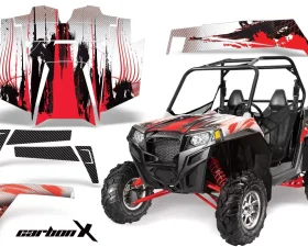 AMR Racing  Full Custom UTV Graphics Decal Kit Wrap Carbonx Red Polaris RZR XP 900 11-14