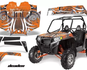 AMR Racing  Full Custom UTV Graphics Decal Kit Wrap Deaden Orange Polaris RZR XP 900 11-14